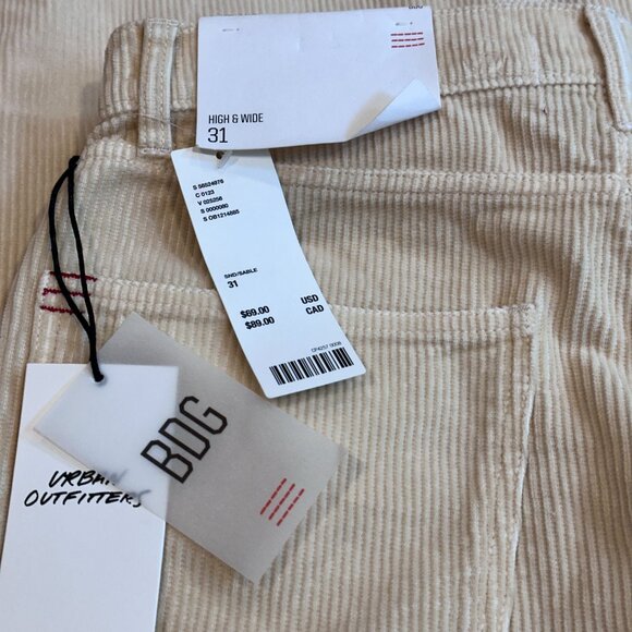 BDG UO Pants Corduroy High Wide Leg Ankle Tan Boho Size 31 #OBO1214885 NWT - Picture 3 of 15